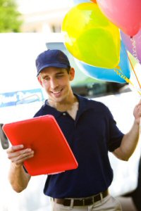 Helium filled shop balloon delivery